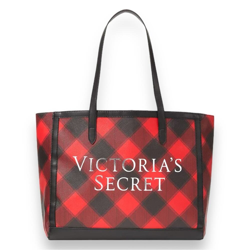 Victoria’s Secret Plaid Carryall Tote Red Black